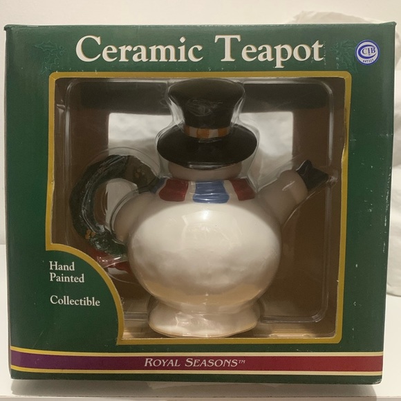 Vintage SNOWMAN Royal Seasons Teapot Red&Blue Scarf Hand Painted Collectible - Picture 3 of 16